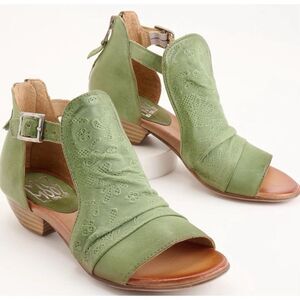 Miz Mooz Leather Heeled Sandals - Corra - in Aloe Size 37/7  NÉW